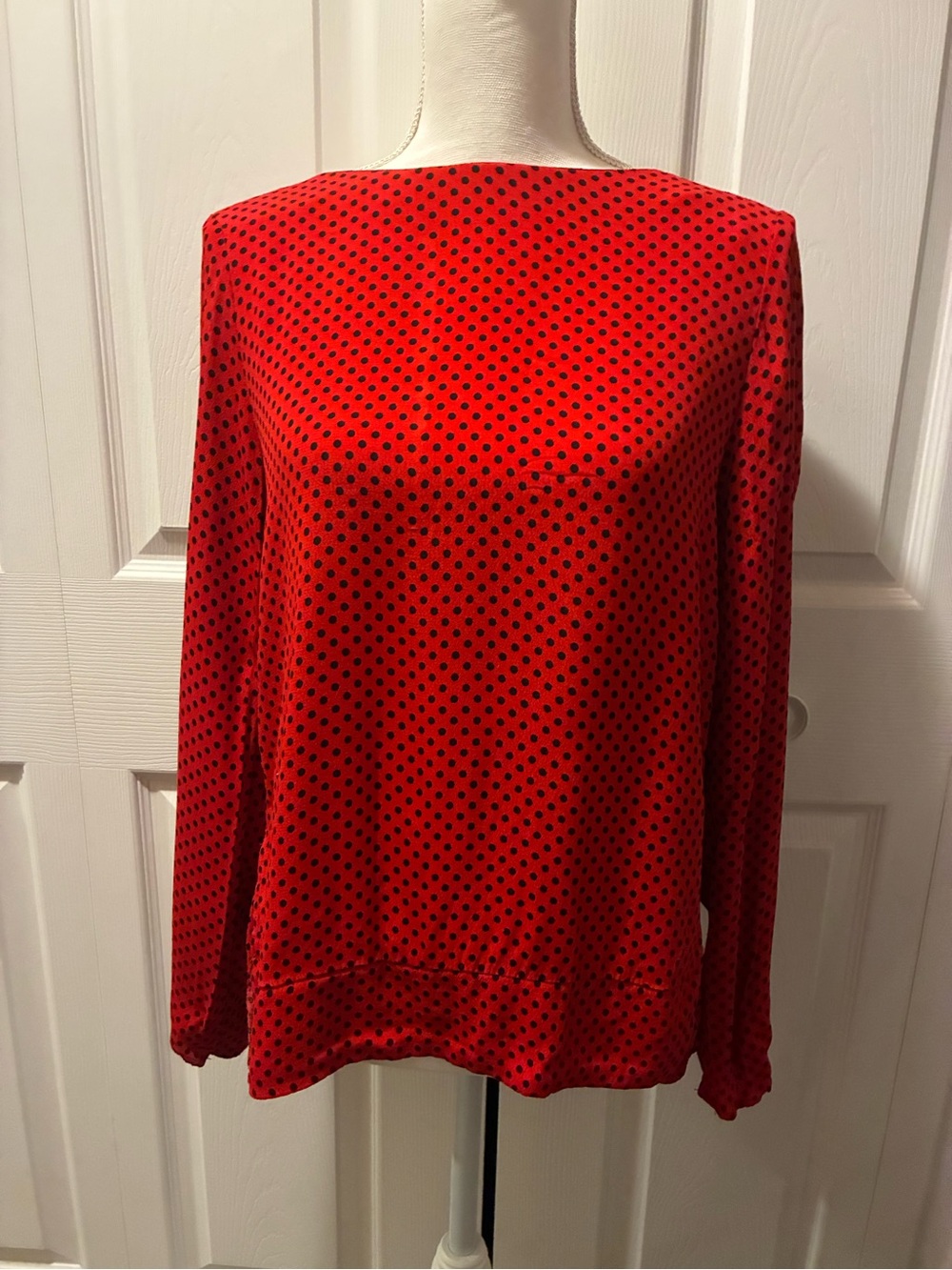 Philosophy Red Long-Sleeve Polka Dot Top